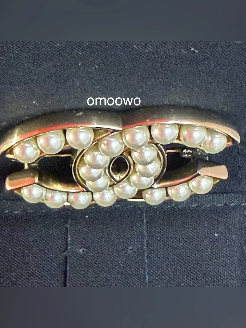 CHANEL Champagne Gold-Tone CC Pearl Brooch Rare